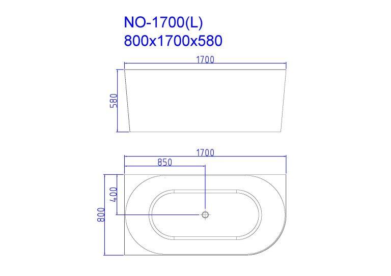 Nova 1700mm Left-Hand Corner Gloss White Bathtub - Living and Bathroom
