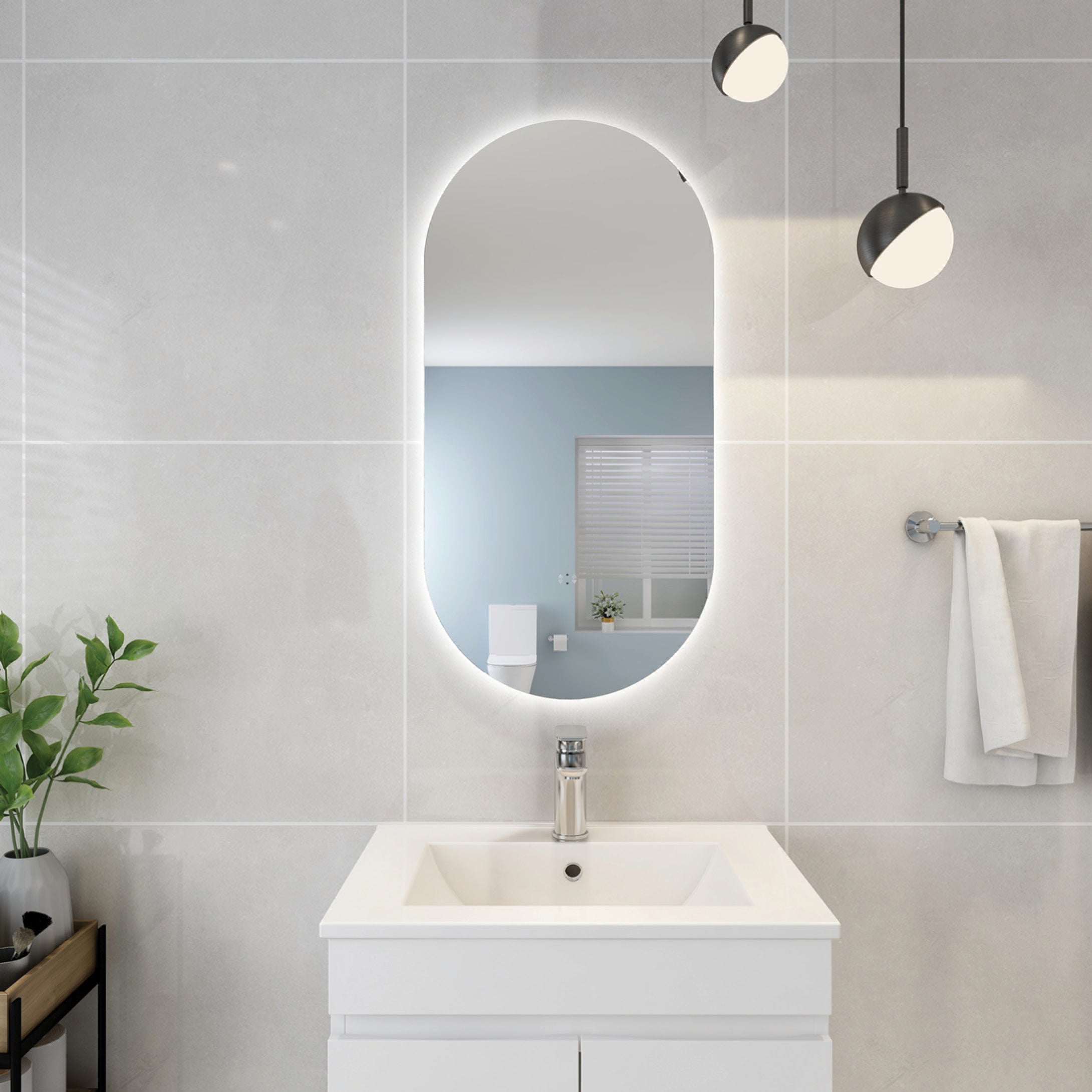 Olivia 450mm Oval Frameless Backlit LED Mirror