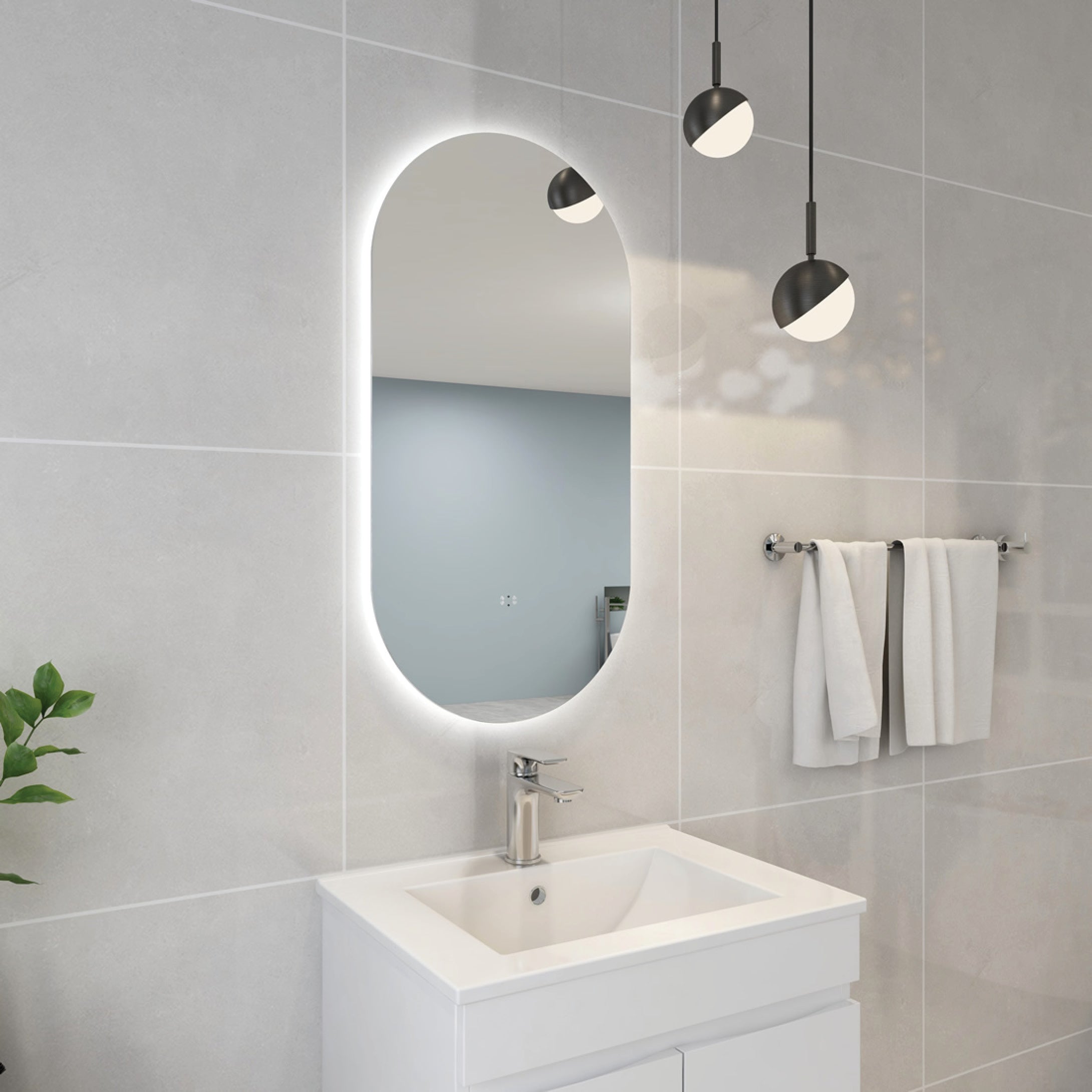 Olivia 450mm Oval Frameless Backlit LED Mirror
