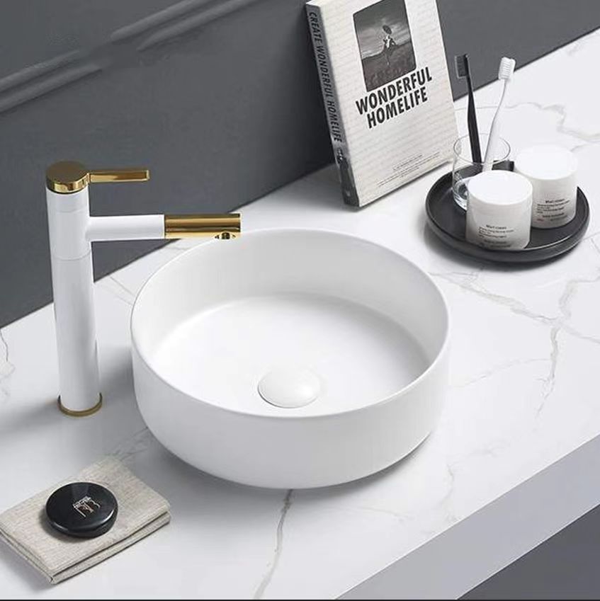 Matte White Fine Ceramic Basin 346*346*114mm Above counter basin