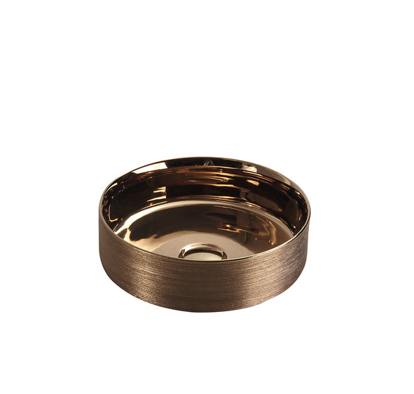 Finish: Rose Gold Type: Above-counter basin Size: 346 x 346 x 114 mm