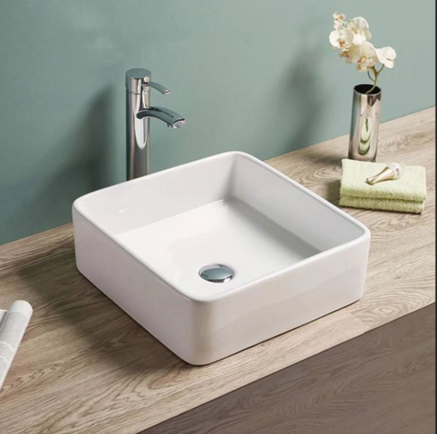 Matte White Fine Ceramic Basin Above counter basin 360*360*130mm