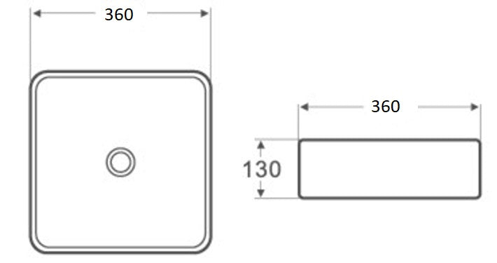 Matte White Fine Ceramic Basin Above counter basin 360*360*130mm