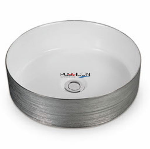 Glossy white interior with a silky silver exterior Type: Above-counter basinSize: 355 x 355 x 115 mm