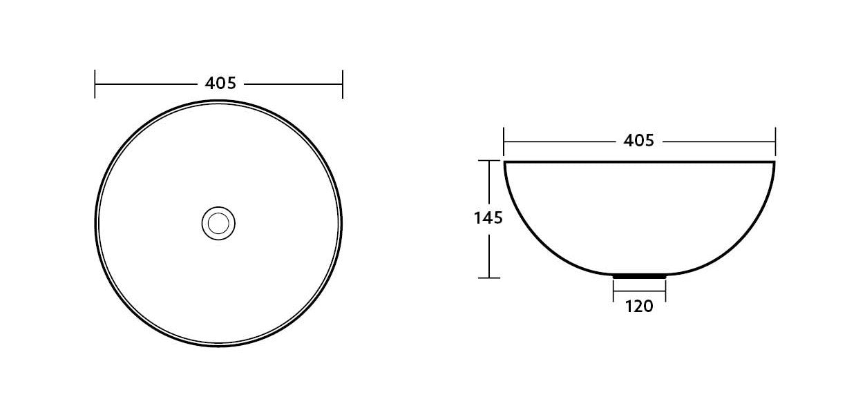 Matte Black Fine Ceramic Above Counter Basin 405*405*145mm