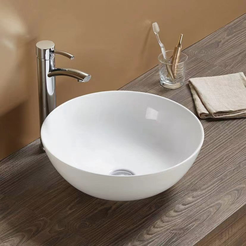 Ultra Slim Gloss White Fine Ceramic Above Counter Basin 405*405*145mm