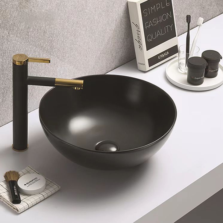 Matte Black Fine Ceramic Above Counter Basin 405*405*145mm