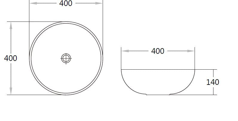 Matte Grey Above-counter basin 405 x 405 x 115 mm