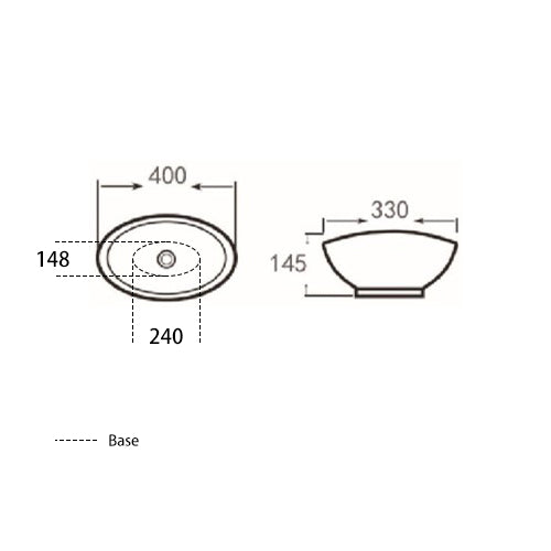 Above counter basin Size: 400*330*145mm