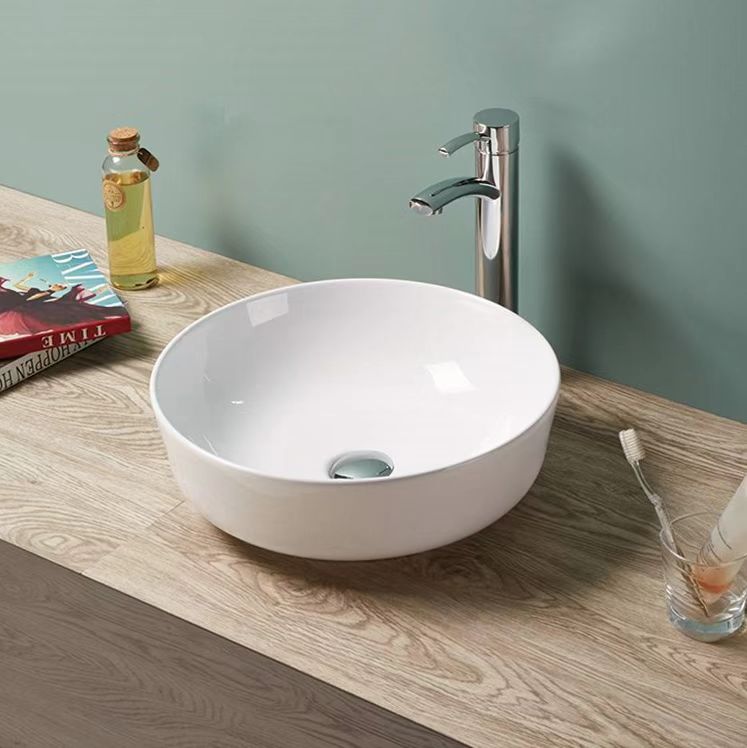Ultra Slim Gloss White Fine Ceramic Above Counter Basin 420×420×140mm