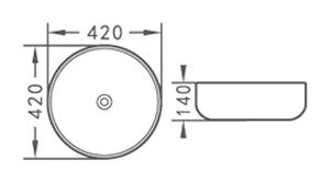 Ultra Slim Gloss White Fine Ceramic Above Counter Basin 420×420×140mm