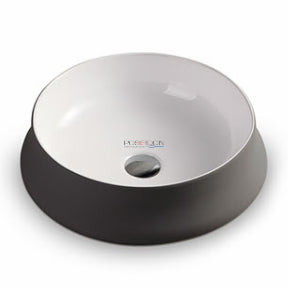 Glossy white inside, Grey silicone outside Above counter basin: Size:455*455*155mm