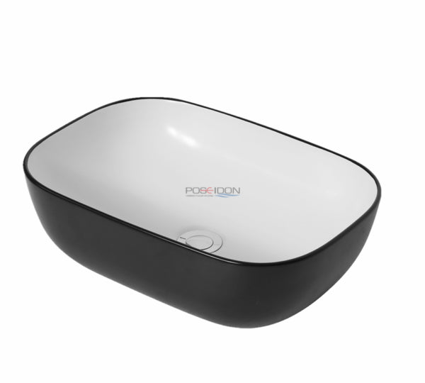Gloss Black & White Above Counter Basin – 460×320×135mm