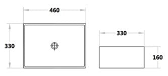 Gloss White Fine Ceramic Above Counter Basin 460 x 330 x 160 mm