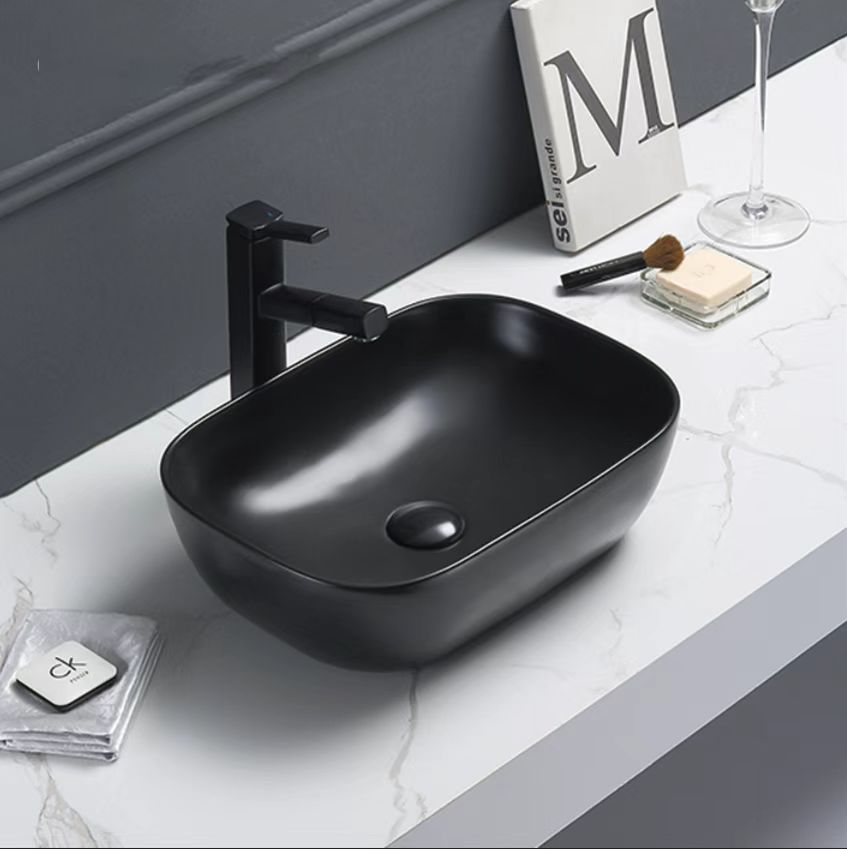 Ultra Slim Gloss White Fine Ceramic Above Counter Basin 465×375×120mm