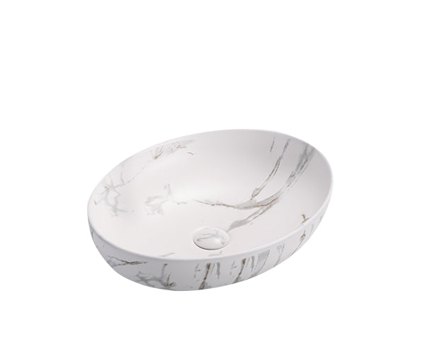 Matte White Carrara with gold vein above counter basin 500*395*130mm