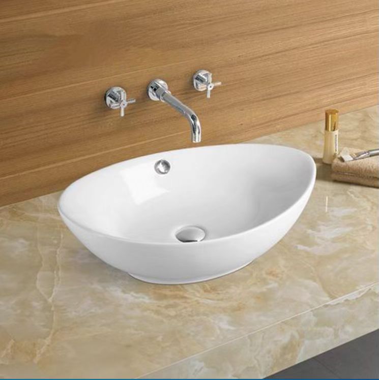 Gloss White Fine Ceramic Above-counter basin 570 x 370 x 200 mm
