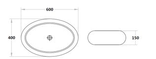 Gloss White Fine Ceramic Above Counter Basin 600 x 400 x 150 mm