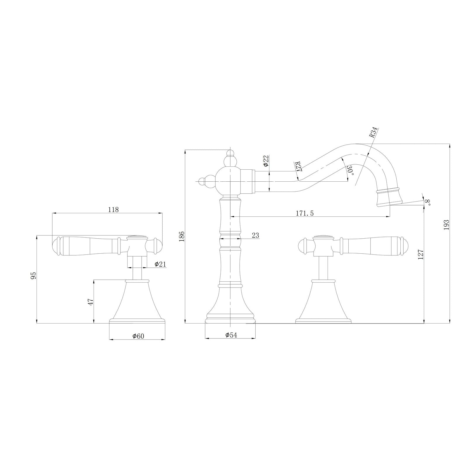 Ikon Clasico Basin Set Matte Black