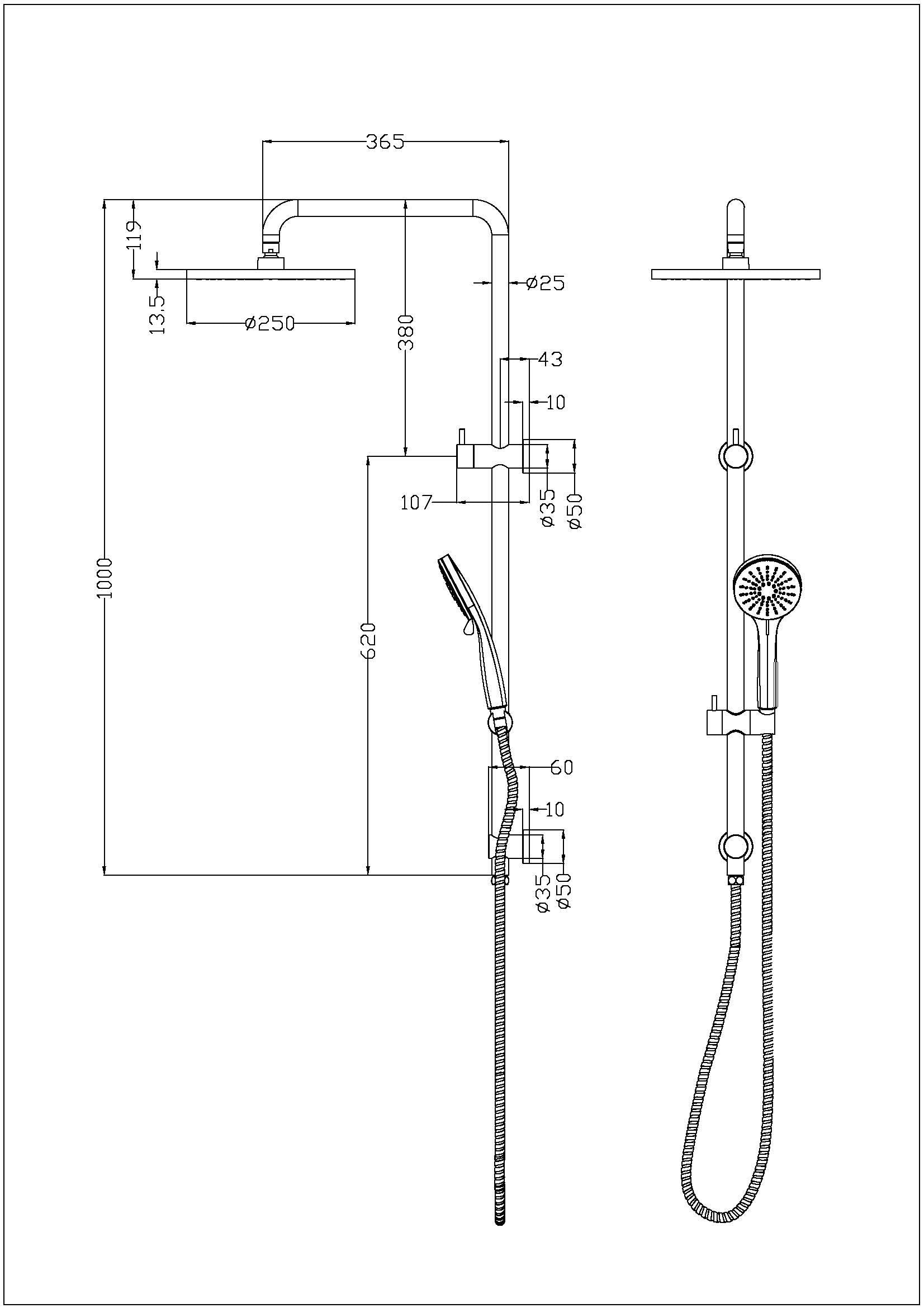 Otus Round Multi Function Shower Set Gun Metal