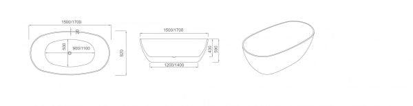 Pilato 1500mm Freestanding Gloss White Bathtub - Living and Bathroom
