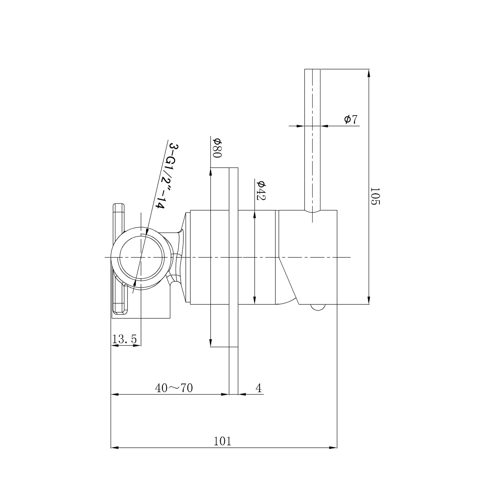 Otus Slimline SS Wall Mixer Brushed Nickel