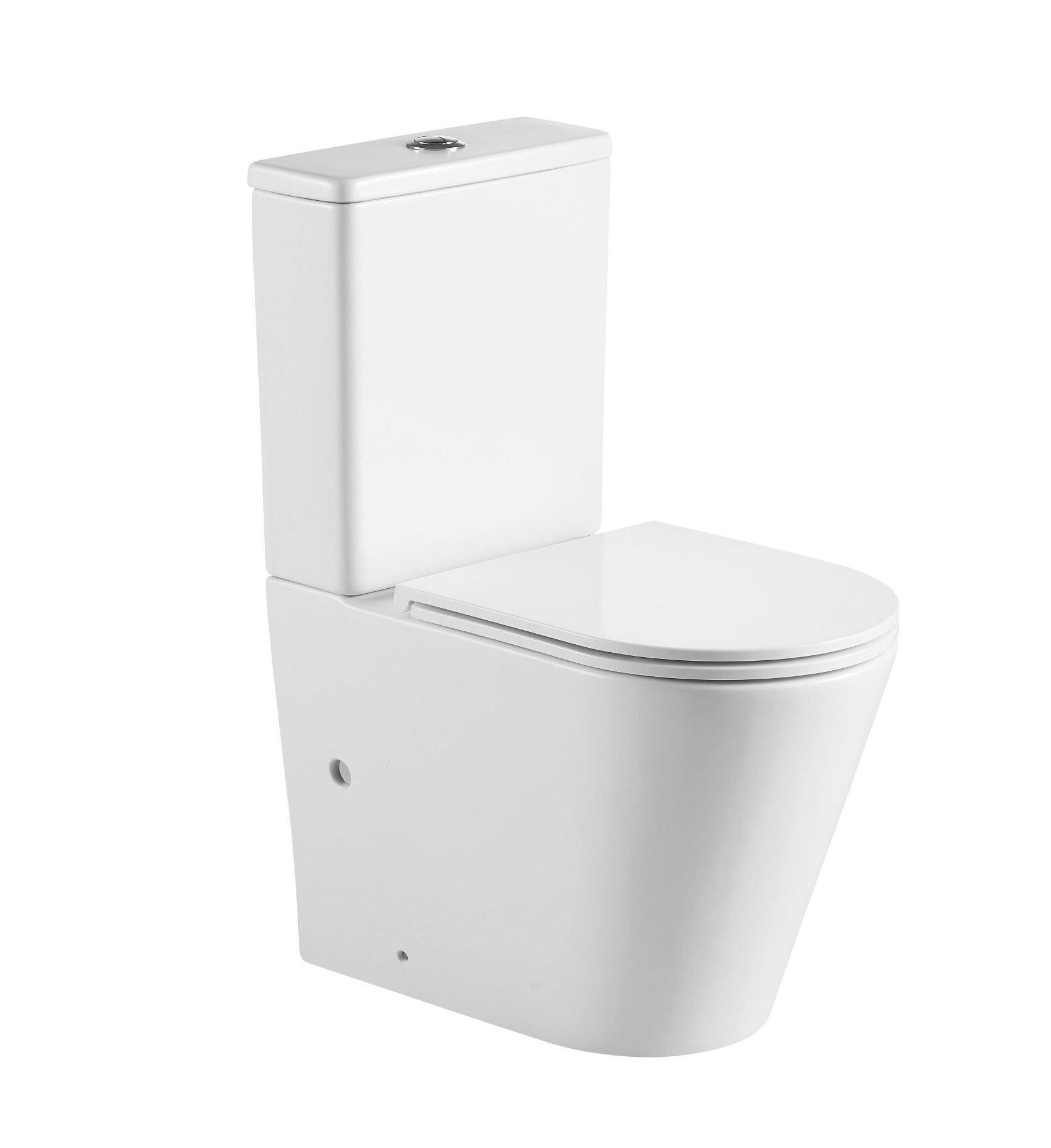 Berlin Back To Wall Quite Flush(Rimless+Tornado) Matt White Toilet Suite - Living and Bathroom