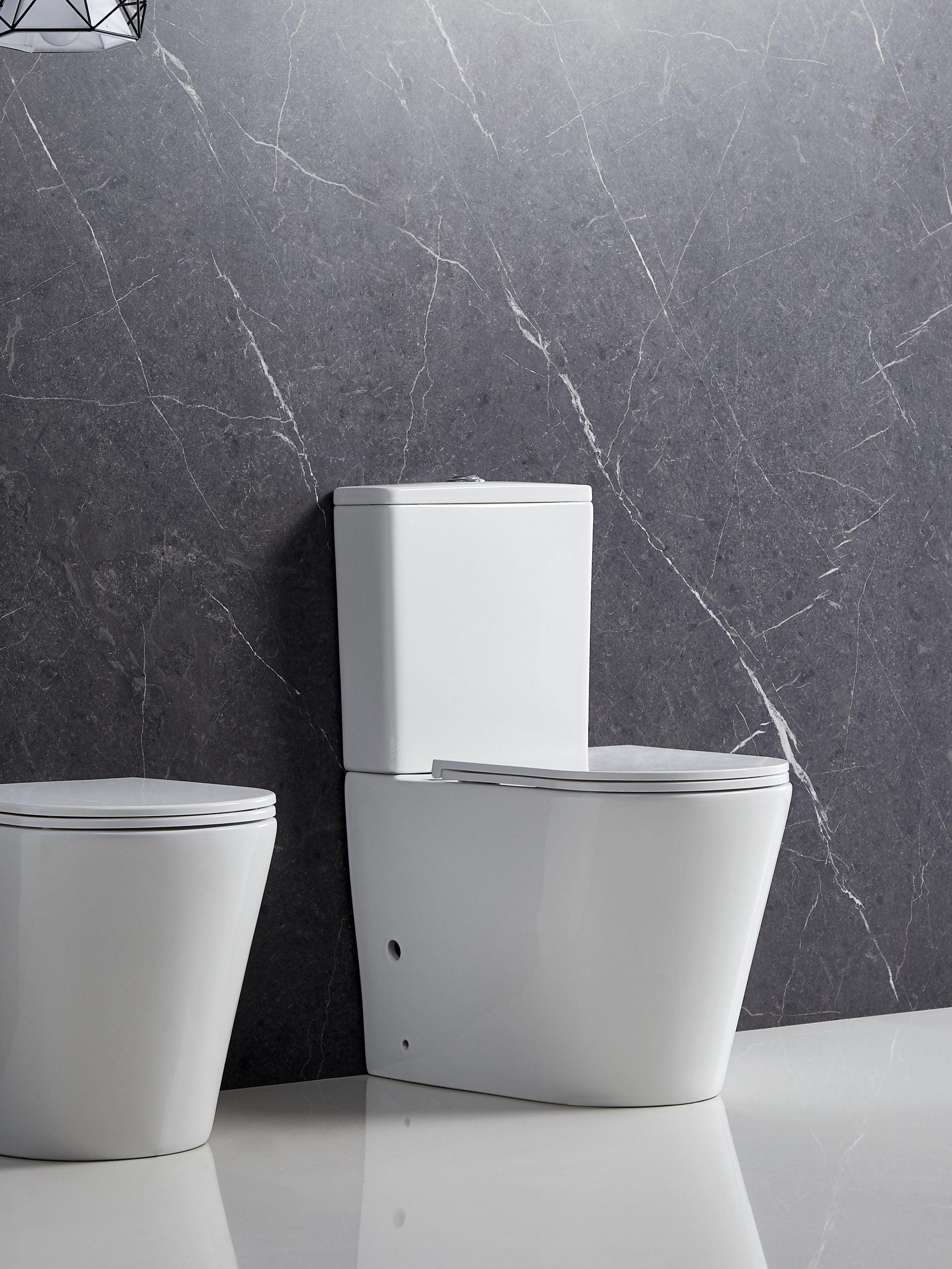 Berlin Back To Wall Quite Flush(Rimless+Tornado) Matt White Toilet Suite - Living and Bathroom