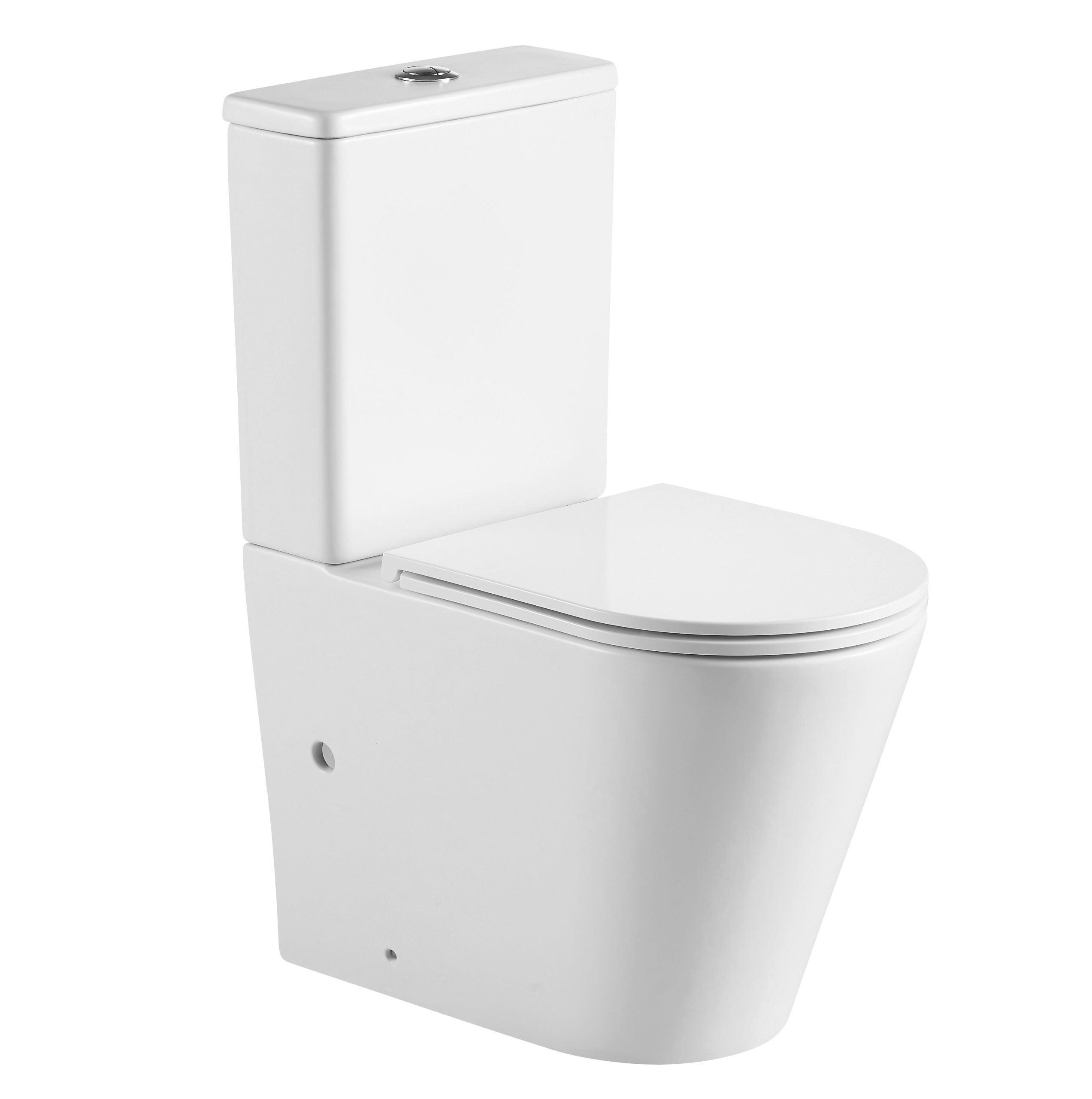 Berlin Back To Wall Quite Flush(Rimless+Tornado) Matt White Toilet Suite - Living and Bathroom