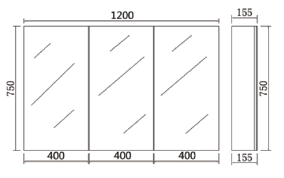 Polar Shaving Cabinet 1200*155*750mm
