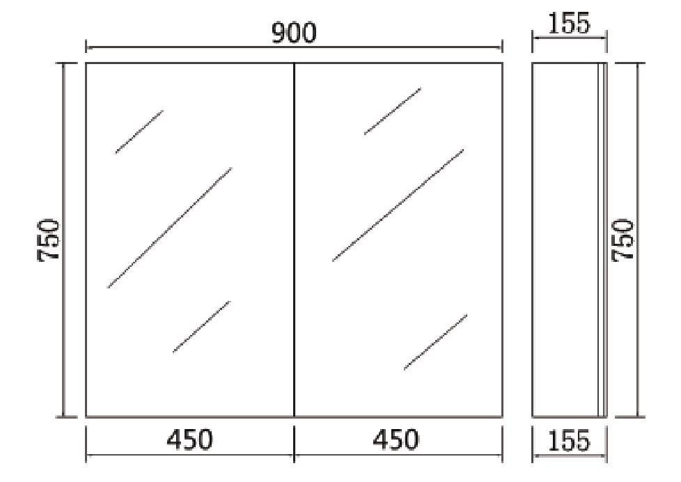 Polar Shaving Cabinet 900*155*750mm