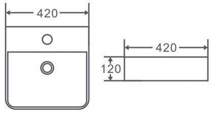 Matte Grey Fine Ceramic Above Counter Basin 420*420*120mm