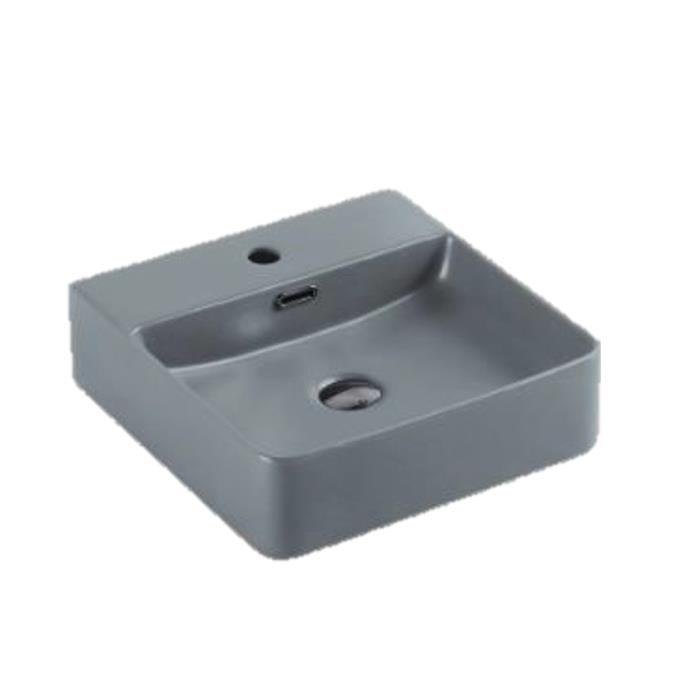 Matte Grey Fine Ceramic Above Counter Basin 420*420*120mm