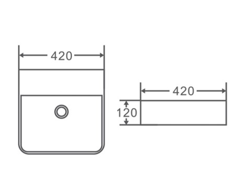 Non Tap Hole Wall hung /Above counter basin Size:420*420*120mm
