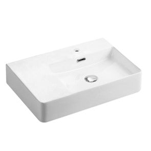 Gloss White Fine Ceramic Wall Hung/ Above counter Basin 600 x 420 x 120 mm