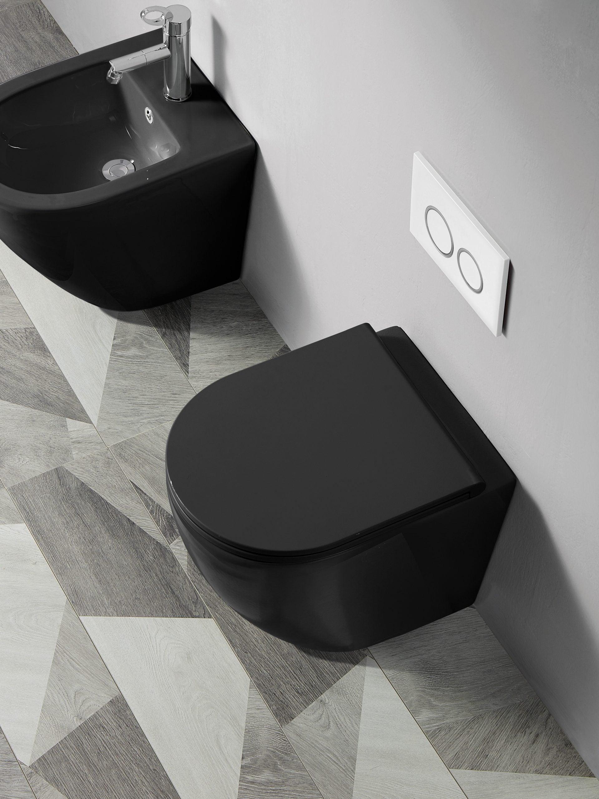 Norton Quiet Flush In Wall Toilet Matt Black Suite Pan - Living and Bathroom