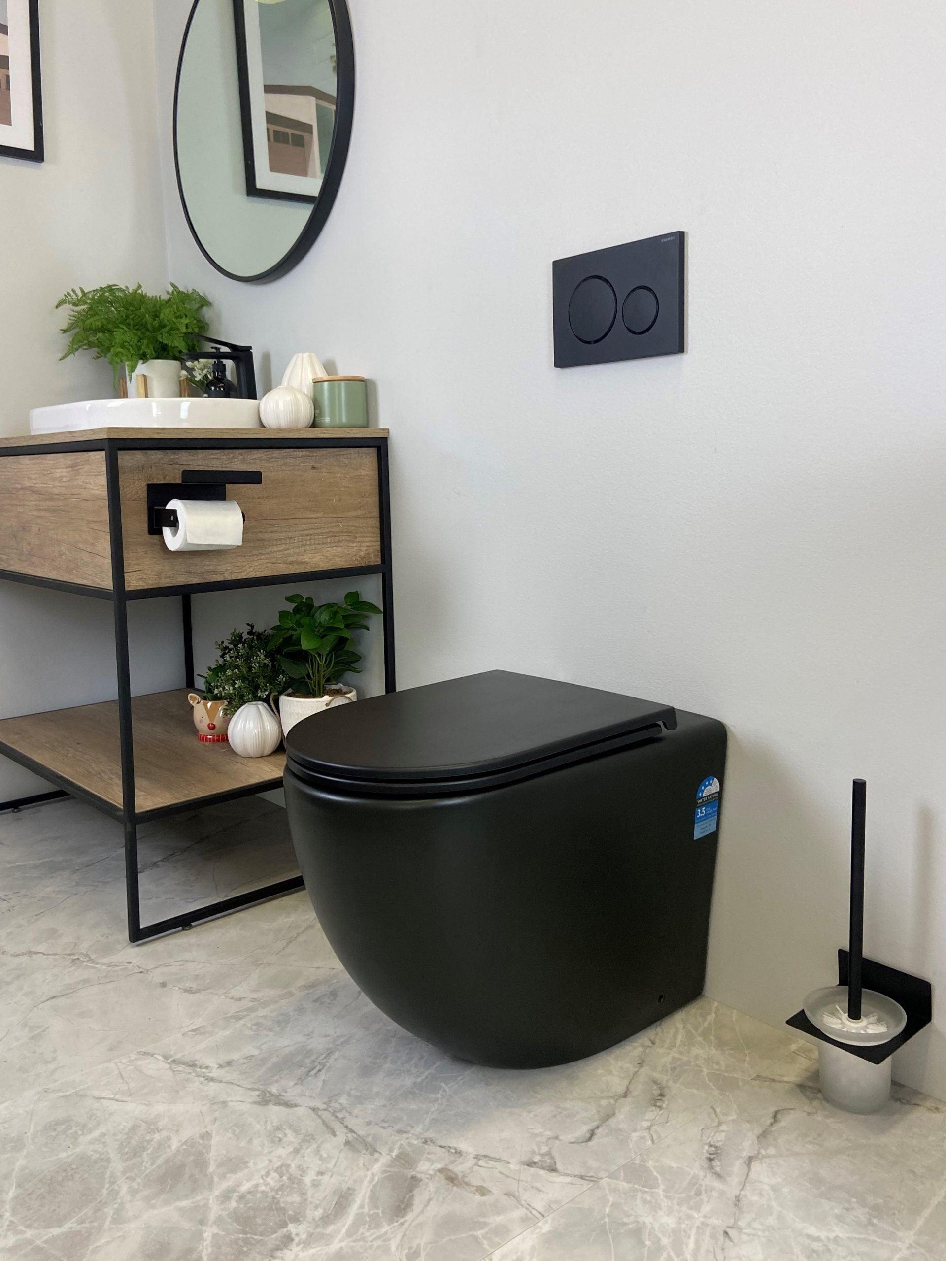 Norton Quiet Flush In Wall Toilet Matt Black Suite Pan - Living and Bathroom