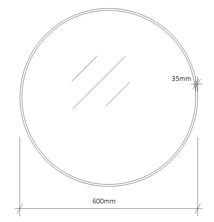 Steel Frame 600mm Round Mirror - Matt Black