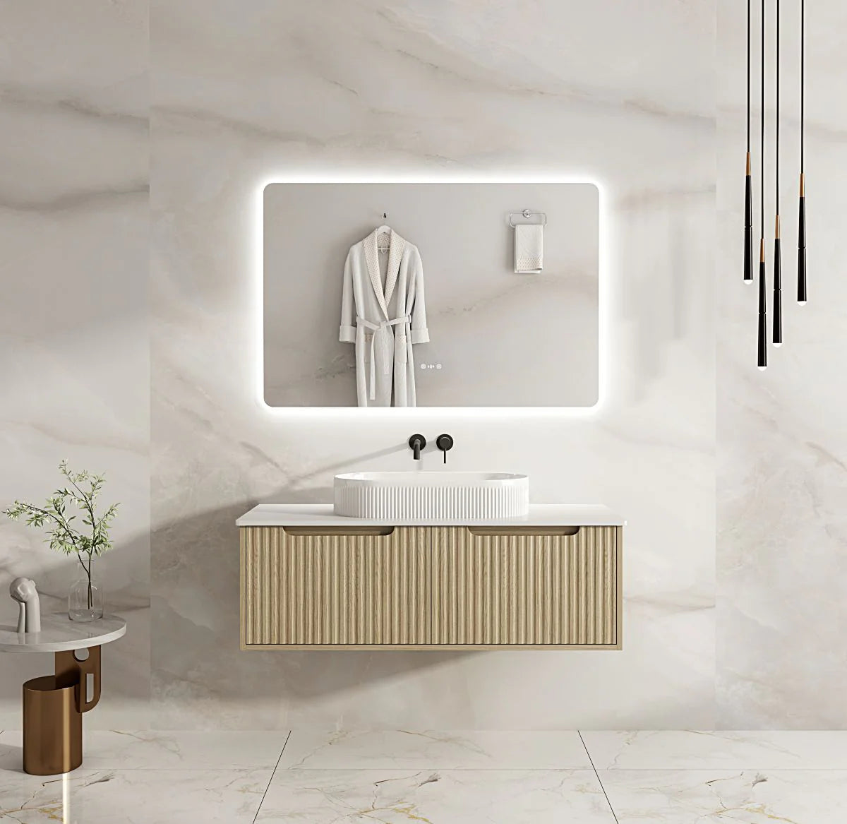 Rhea Fluted Wallhung Vanity Natural Oak