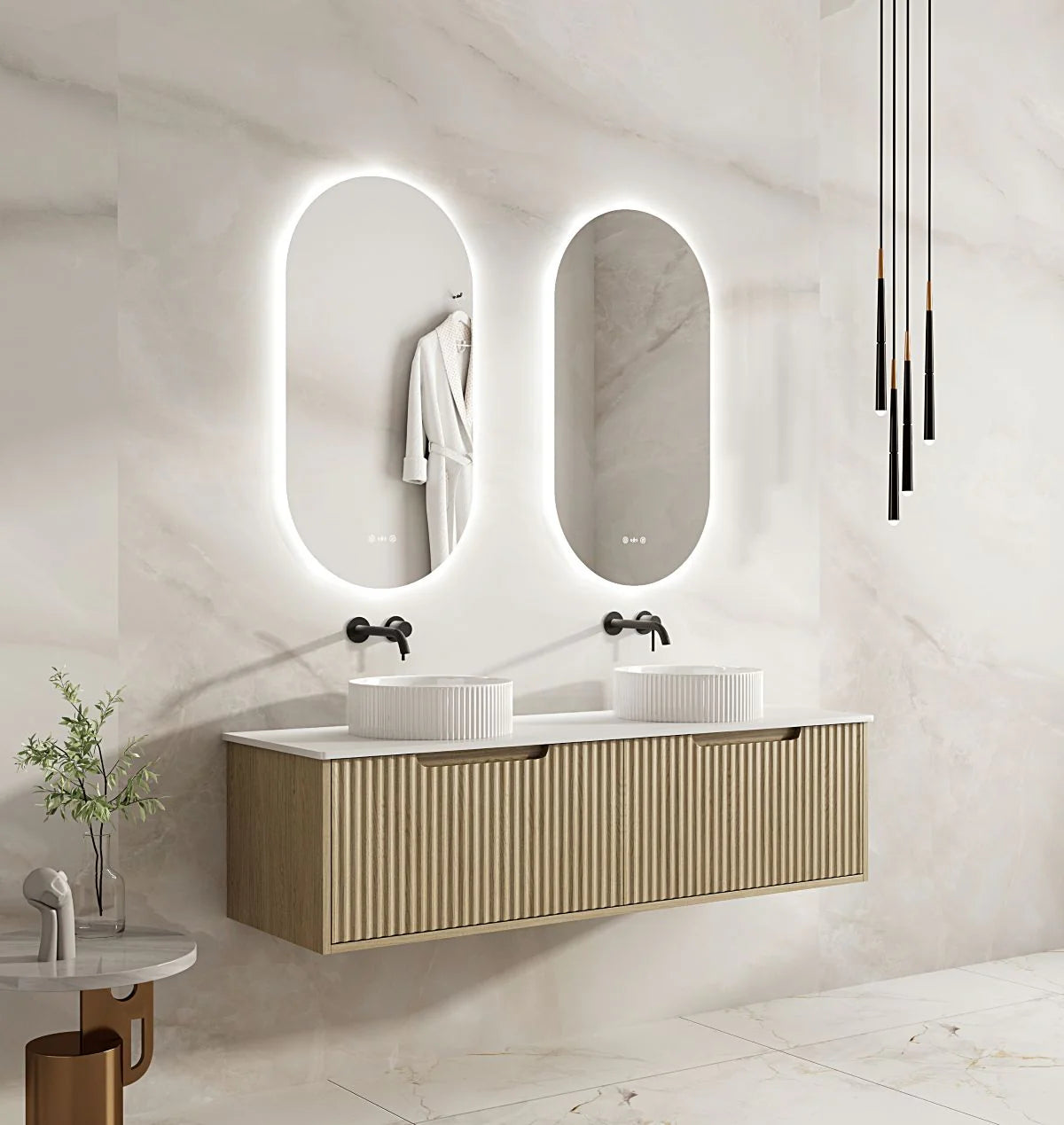 Rhea Fluted Wallhung Vanity Natural Oak