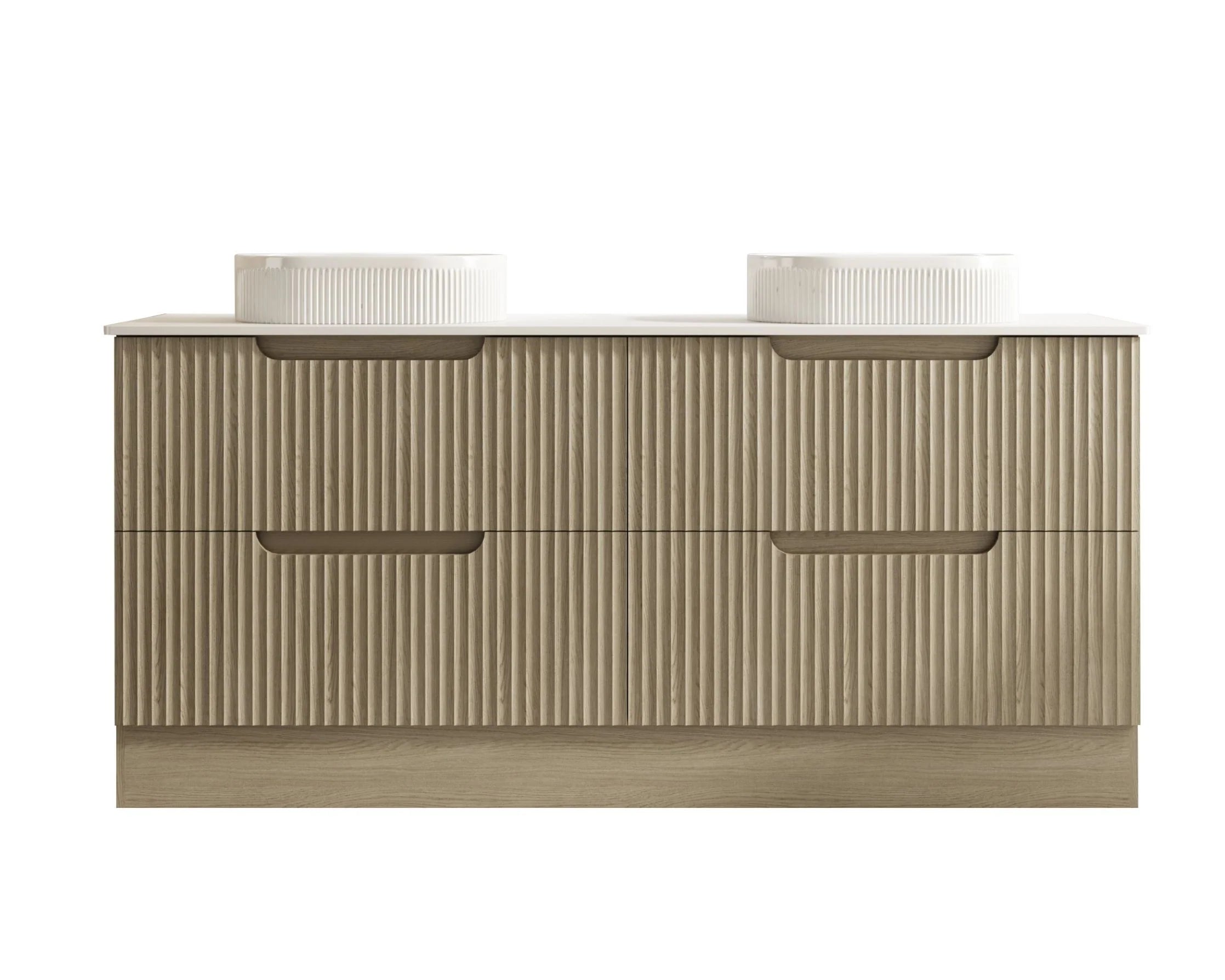 Rhea Fluted Freestanding Vanity Natural Oak