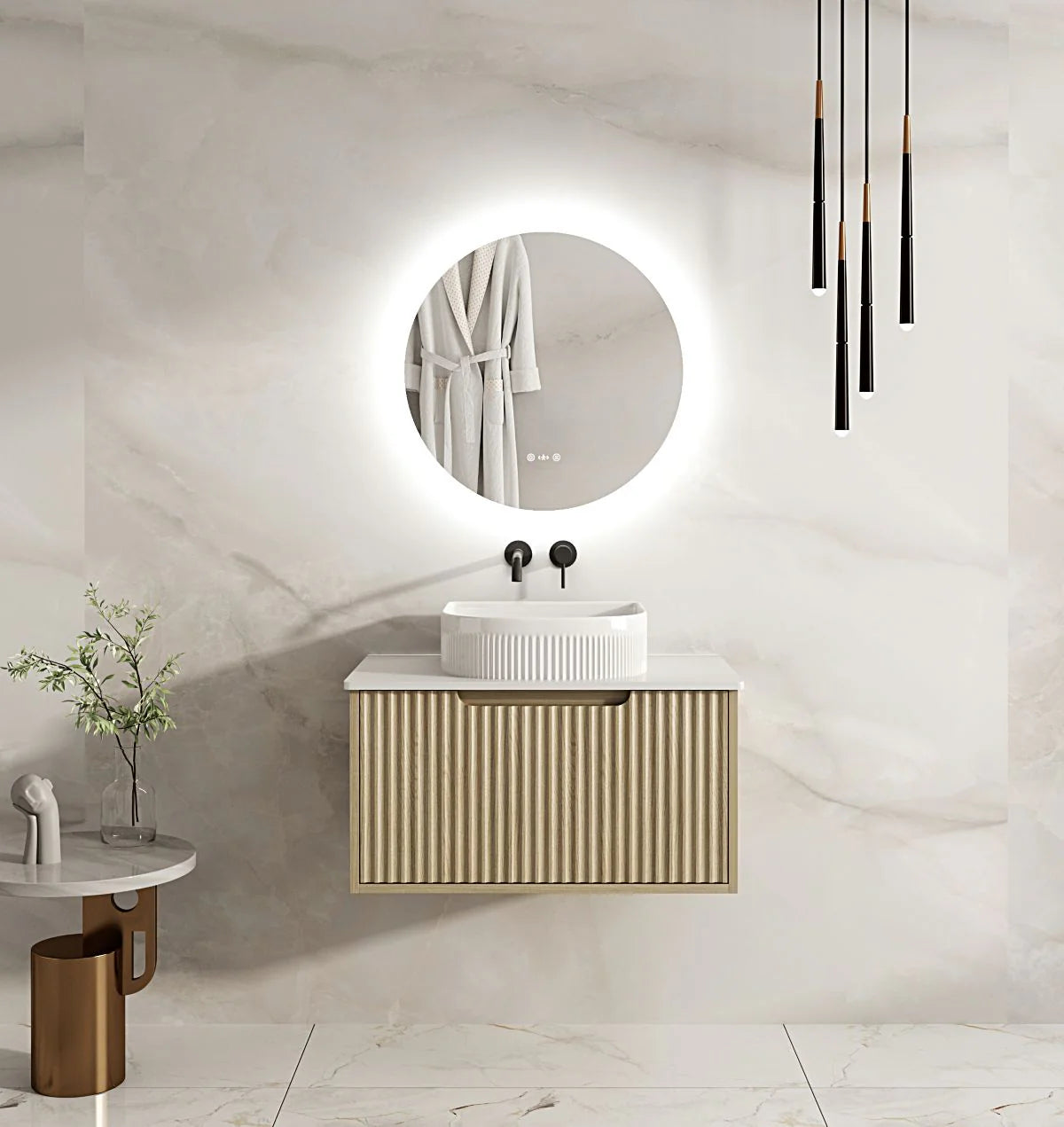 Rhea Fluted Wallhung Vanity Natural Oak