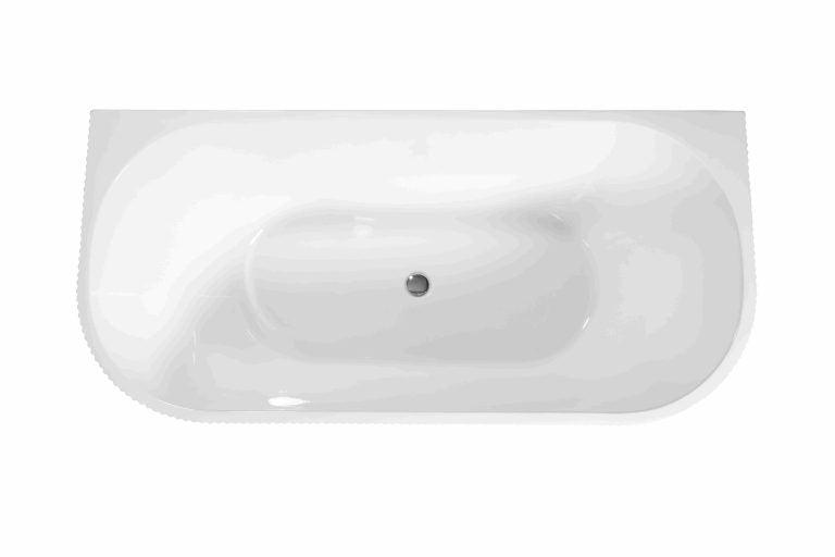 Rose 1700mm Fluted Back-to-Wall Matt White Bathtub - Living and Bathroom
