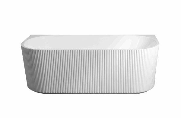 Rose 1700mm Fluted Back-to-Wall Matt White Bathtub - Living and Bathroom