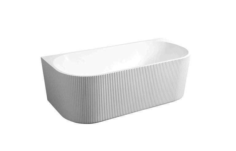 Rose 1500mm Fluted Back-to-Wall Matt White Bathtub - Living and Bathroom