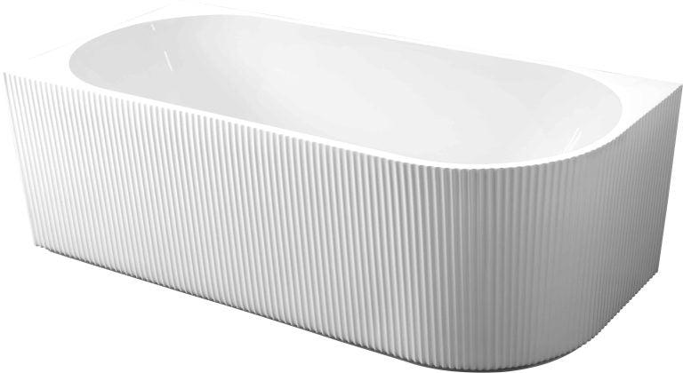 Rose 1500mm V-Groove Left-Hand Corner Matt White Bathtub - Living and Bathroom