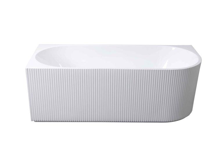 Rose 1500mm V-Groove Left-Hand Corner Matt White Bathtub - Living and Bathroom