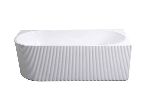 Rose 1700mm V-Groove Right-Hand Corner Matt White Bathtub - Living and Bathroom