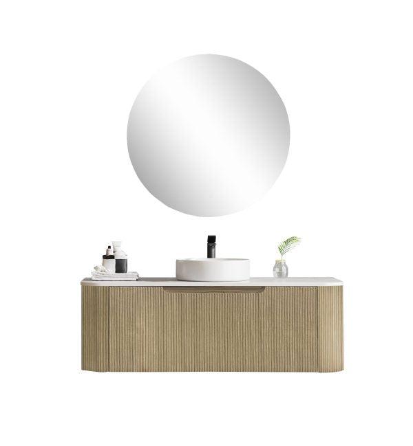 Fluted Rome Wall-hung Cabinet 1200mm Bur Oak - Living and Bathroom