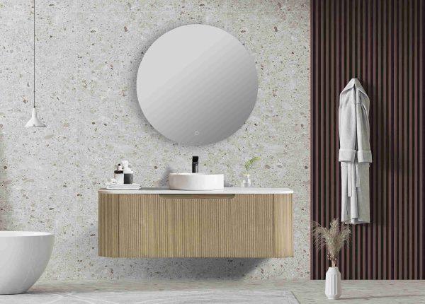 Fluted Rome Wall-hung Cabinet 1200mm Bur Oak - Living and Bathroom